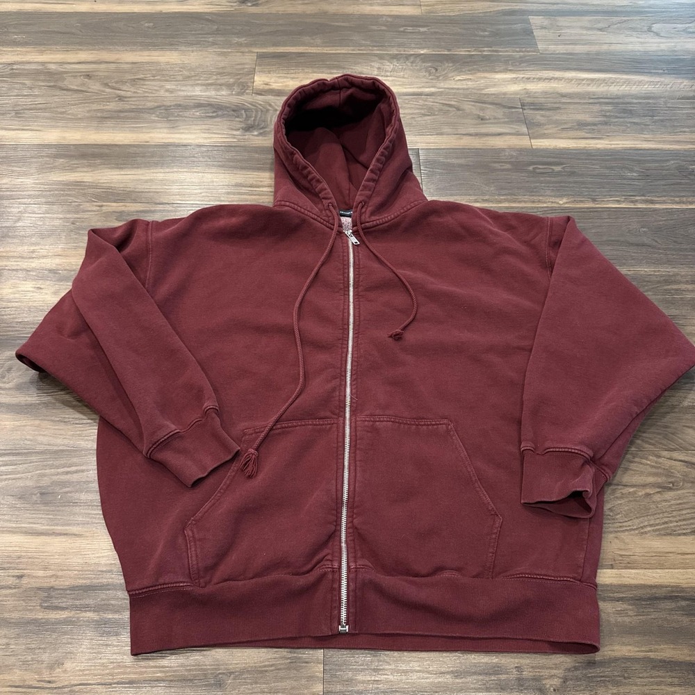 Brandy Melville Hoodie One Size Red Full Zip Fleece Hooded Sweatshirt Christy